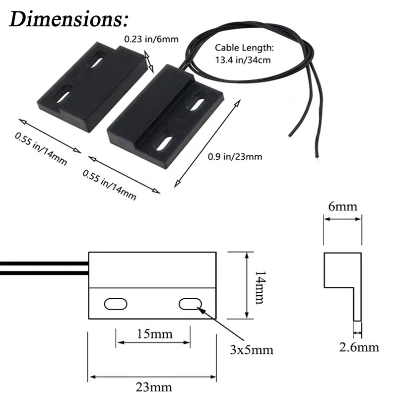 AOAUTO Magnetic Reed Switch,Normally Closed NC Waterproof Magnetic Switch,Micro Alarm Reed Switch 10W 100v 0.5A Magnetic Door Sensor Switch to DC 5V 12V 24V Lights（2 Pack） - Image 2